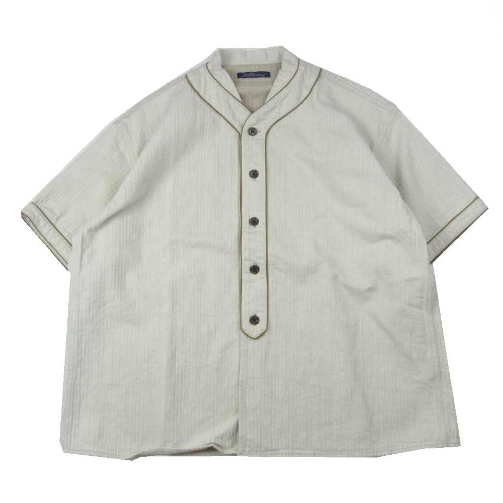 ゴフクセイ DAVON GAME SHIRT ヘリンボーン ゲームシャツ ベースボール 半袖 シャツ 生成り系【美品】【中古】