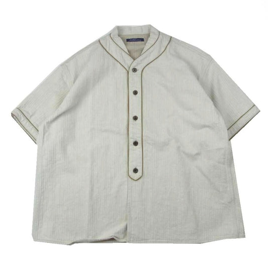 ゴフクセイ DAVON GAME SHIRT ヘリンボーン ゲームシャツ ベースボール 半袖 シャツ 生成り系【美品】【中古】