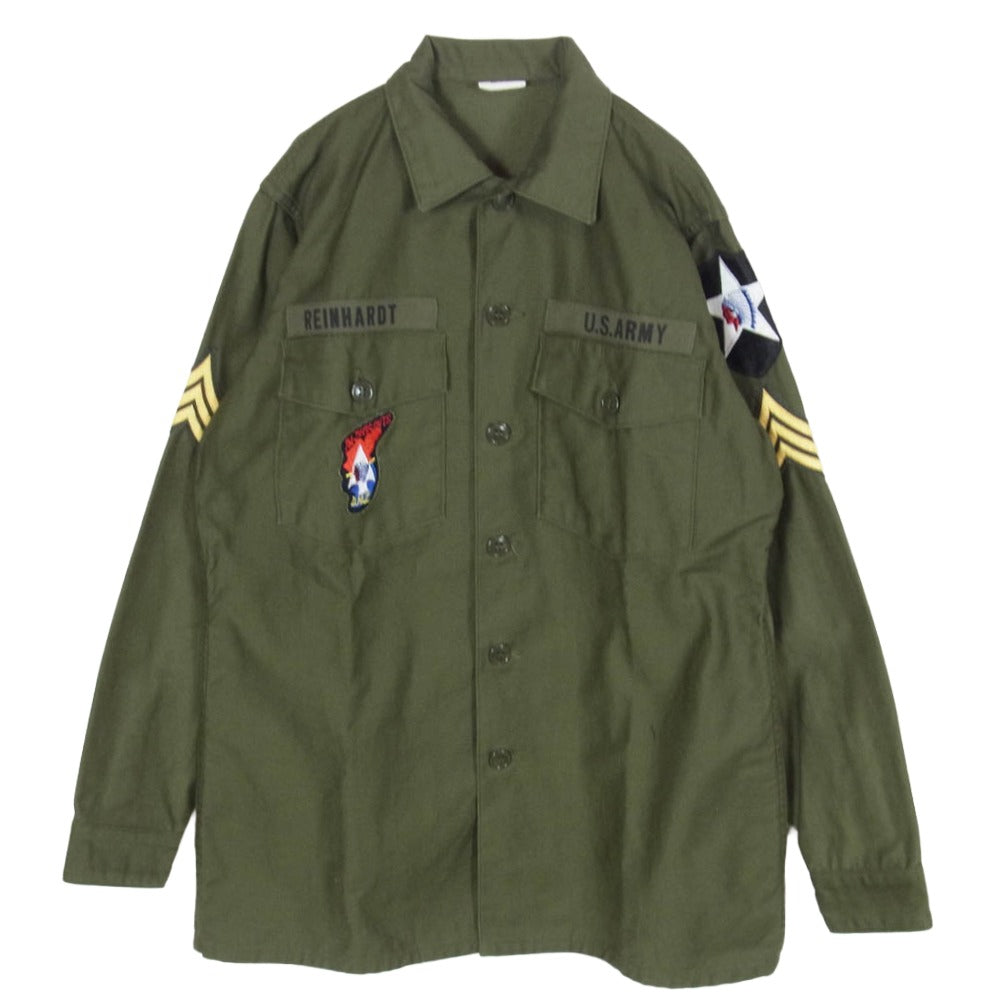 マッシュ US ARMY OG107 サテンシャツ IMJIN SCOUTS 65年 復刻 ミリタリー シャツ カーキ系 15 1/2 X 33【美品】【中古】