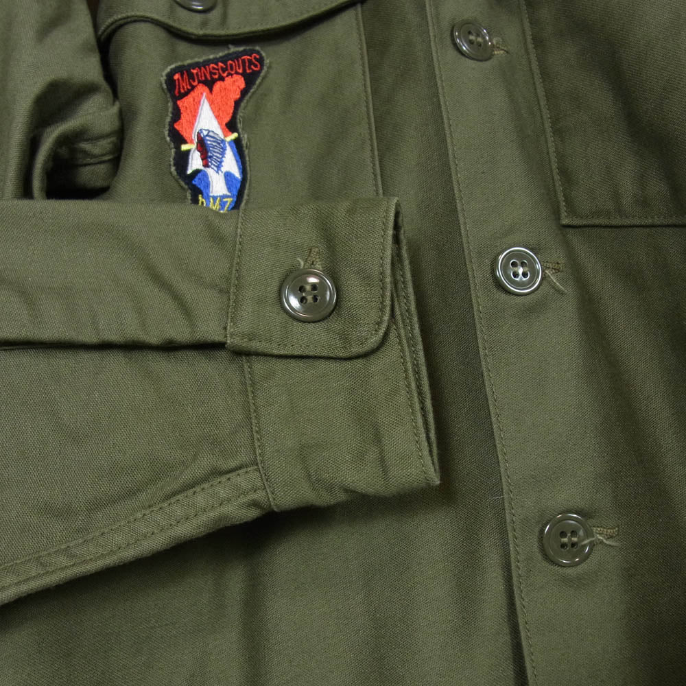 マッシュ US ARMY OG107 サテンシャツ IMJIN SCOUTS 65年 復刻 ミリタリー シャツ カーキ系 15 1/2 X 33【美品】【中古】