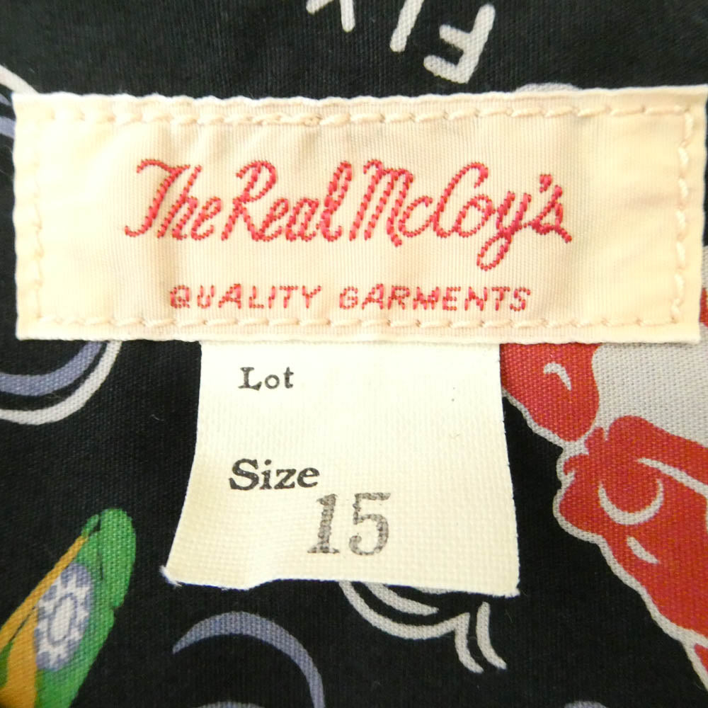 The REAL McCOY'S ザリアルマッコイズ MS21002 COTTON HAWAIIAN SHIRT / FLYING TIGERS コットン ハワイアン シャツ フライングタイガー 半袖 シャツ ブラック ブラック系 15【美品】【中古】