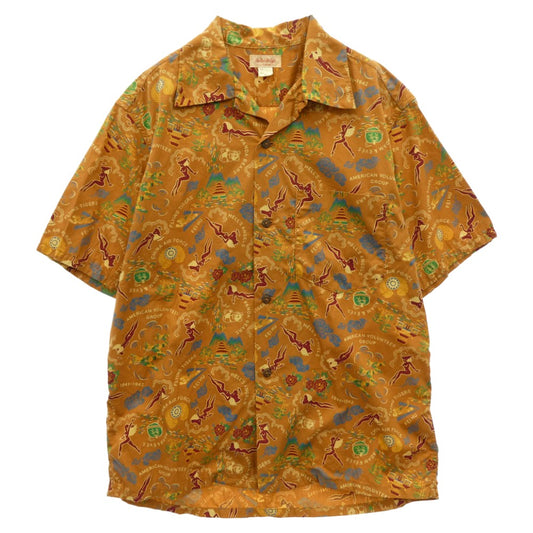 The REAL McCOY'S ザリアルマッコイズ MS21002 COTTON HAWAIIAN SHIRT / FLYING TIGERS コットン ハワイアン シャツ フライングタイガー 半袖 シャツ ライトブラウン系 15【美品】【中古】
