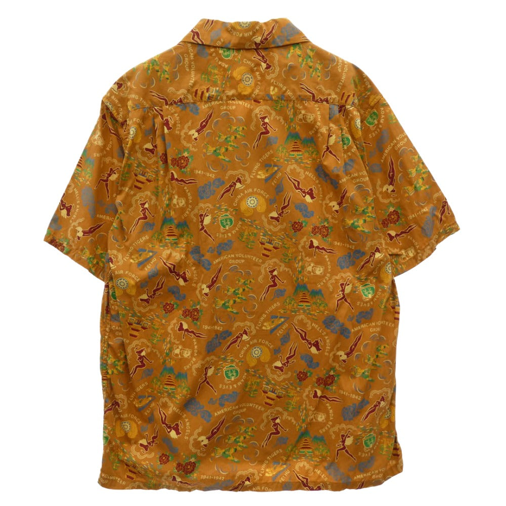 The REAL McCOY'S ザリアルマッコイズ MS21002 COTTON HAWAIIAN SHIRT / FLYING TIGERS コットン ハワイアン シャツ フライングタイガー 半袖 シャツ ライトブラウン系 15【美品】【中古】