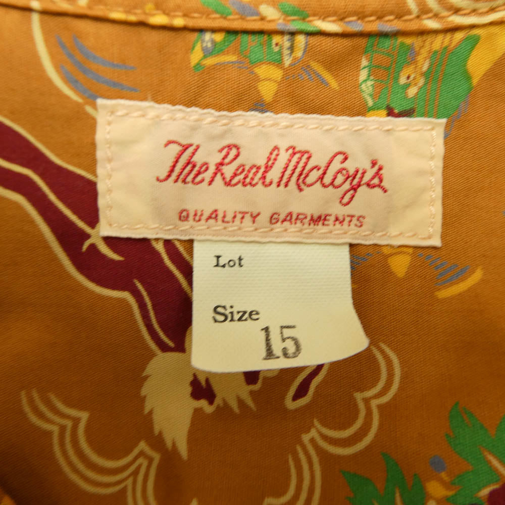 The REAL McCOY'S ザリアルマッコイズ MS21002 COTTON HAWAIIAN SHIRT / FLYING TIGERS コットン ハワイアン シャツ フライングタイガー 半袖 シャツ ライトブラウン系 15【美品】【中古】