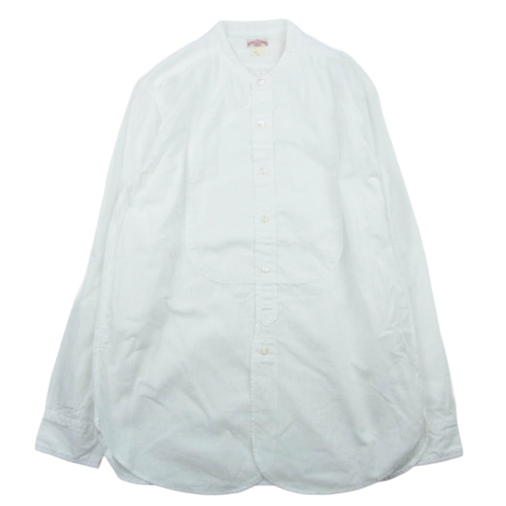 The REAL McCOY'S ザリアルマッコイズ MS20017 DOUBLE DIAMOND CHAMBRAY BAND COLLAR SHIRT シャンブレー バンドカラー ノーカラー 長袖 シャツ ホワイト系 15【美品】【中古】