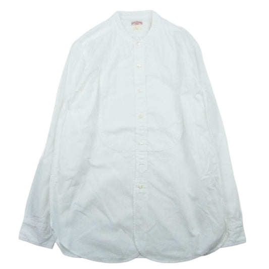 The REAL McCOY'S ザリアルマッコイズ MS20017 DOUBLE DIAMOND CHAMBRAY BAND COLLAR SHIRT シャンブレー バンドカラー ノーカラー 長袖 シャツ ホワイト系 15【美品】【中古】