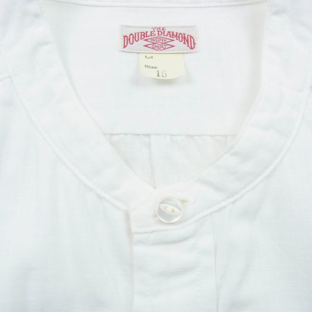The REAL McCOY'S ザリアルマッコイズ MS20017 DOUBLE DIAMOND CHAMBRAY BAND COLLAR SHIRT シャンブレー バンドカラー ノーカラー 長袖 シャツ ホワイト系 15【美品】【中古】