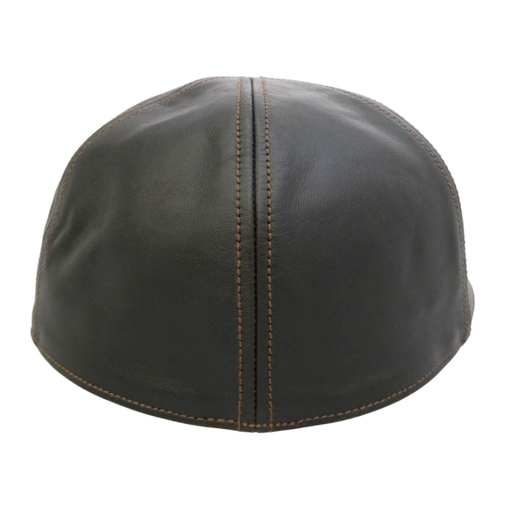 The REAL McCOY'S ザリアルマッコイズ MA22108 TYPE A-3 CAP HORSEHIDE ホースハイド レザー キャップ 帽子 チャコール系 ダークブラウン系 7 1/2【美品】【中古】
