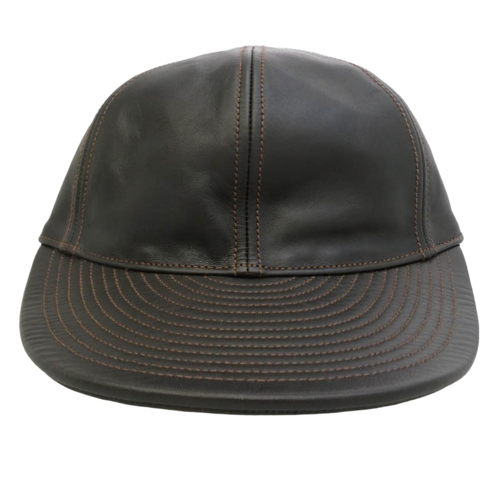 The REAL McCOY'S ザリアルマッコイズ MA22108 TYPE A-3 CAP HORSEHIDE ホースハイド レザー キャップ 帽子 チャコール系 ダークブラウン系 7 1/2【美品】【中古】