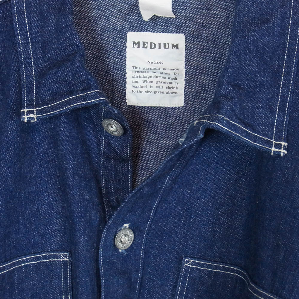 The REAL McCOY'S ザリアルマッコイズ MJ22008 UNIFORM WORK BLUE DENIM デニム プルオーバー シャツ ジャケット インディゴブルー系 M【中古】