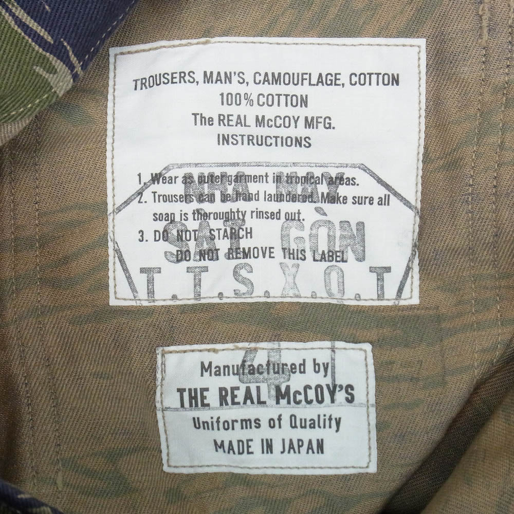 The REAL McCOY'S ザリアルマッコイズ MP21002 TIGER CAMOUFLAGE TROUSERS TADPOLE タイガーカモ ミリタリー トラウザーズ パンツ カーキ系 30【美品】【中古】