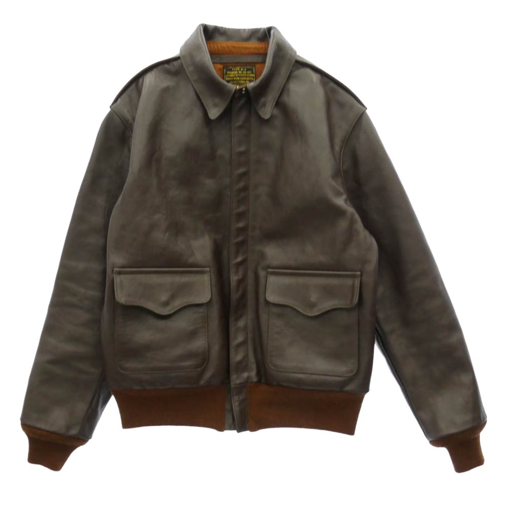The REAL McCOY'S ザリアルマッコイズ MJ19001 TYPE A-2 ROUGH WEAR CLOTHING CO. 23380 ラフウェア 実名復刻 ホースハイド フライト ジャケット シールブラウン ブラウン系 38【美品】【中古】