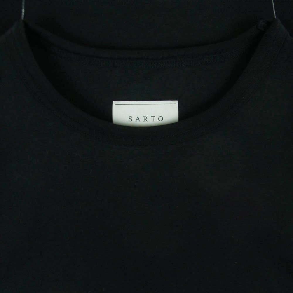 サルト 000-09001 PREMIUM COTTON JERSEY Ladder seam CREW NECK S/S プレミアム コットン ジャージー ラダーシーム クルーネック 半袖 カットソー Tシャツ ブラック系 L【中古】