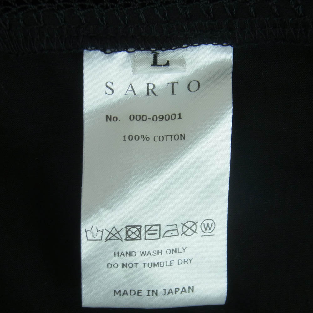 サルト 000-09001 PREMIUM COTTON JERSEY Ladder seam CREW NECK S/S プレミアム コットン ジャージー ラダーシーム クルーネック 半袖 カットソー Tシャツ ブラック系 L【中古】