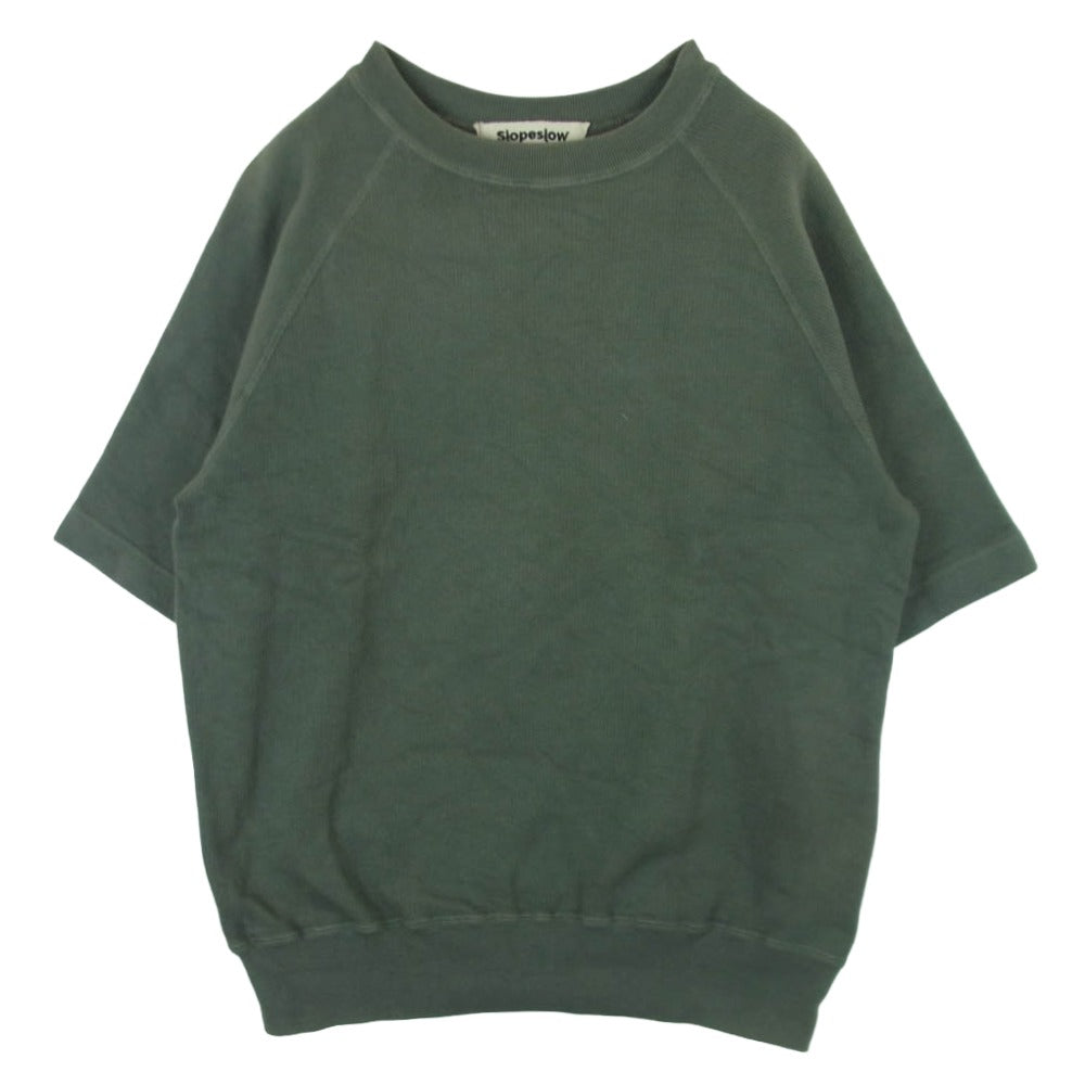 スロープスロウ 23SS 1231014 TUCK JERSEY OVERDYED HALF SLEEVE TEE スウェット 半袖 カットソー Tシャツ グリーン系 M【中古】