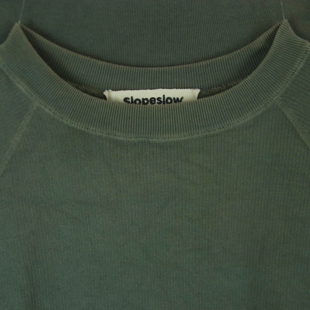 スロープスロウ 23SS 1231014 TUCK JERSEY OVERDYED HALF SLEEVE TEE スウェット 半袖 カットソー Tシャツ グリーン系 M【中古】