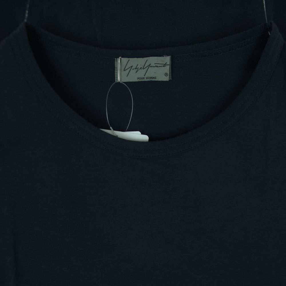 Yohji Yamamoto POUR HOMME ヨウジヤマモトプールオム HN-T02-073 カルティマコットン天竺 半袖 カットソー Tシャツ ネイビー系 3【中古】