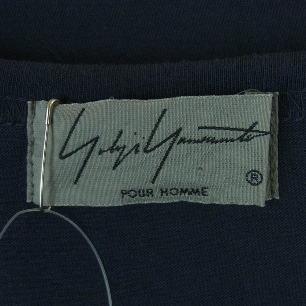 Yohji Yamamoto POUR HOMME ヨウジヤマモトプールオム HN-T02-073 カルティマコットン天竺 半袖 カットソー Tシャツ ネイビー系 3【中古】