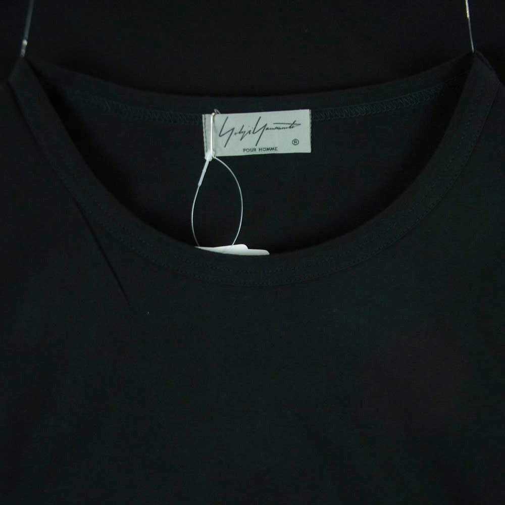 Yohji Yamamoto POUR HOMME ヨウジヤマモトプールオム 19SS HH-T02-077 コットン クルーネック 丸首 半袖 カットソー Tシャツ ブラック系 3【極上美品】【中古】