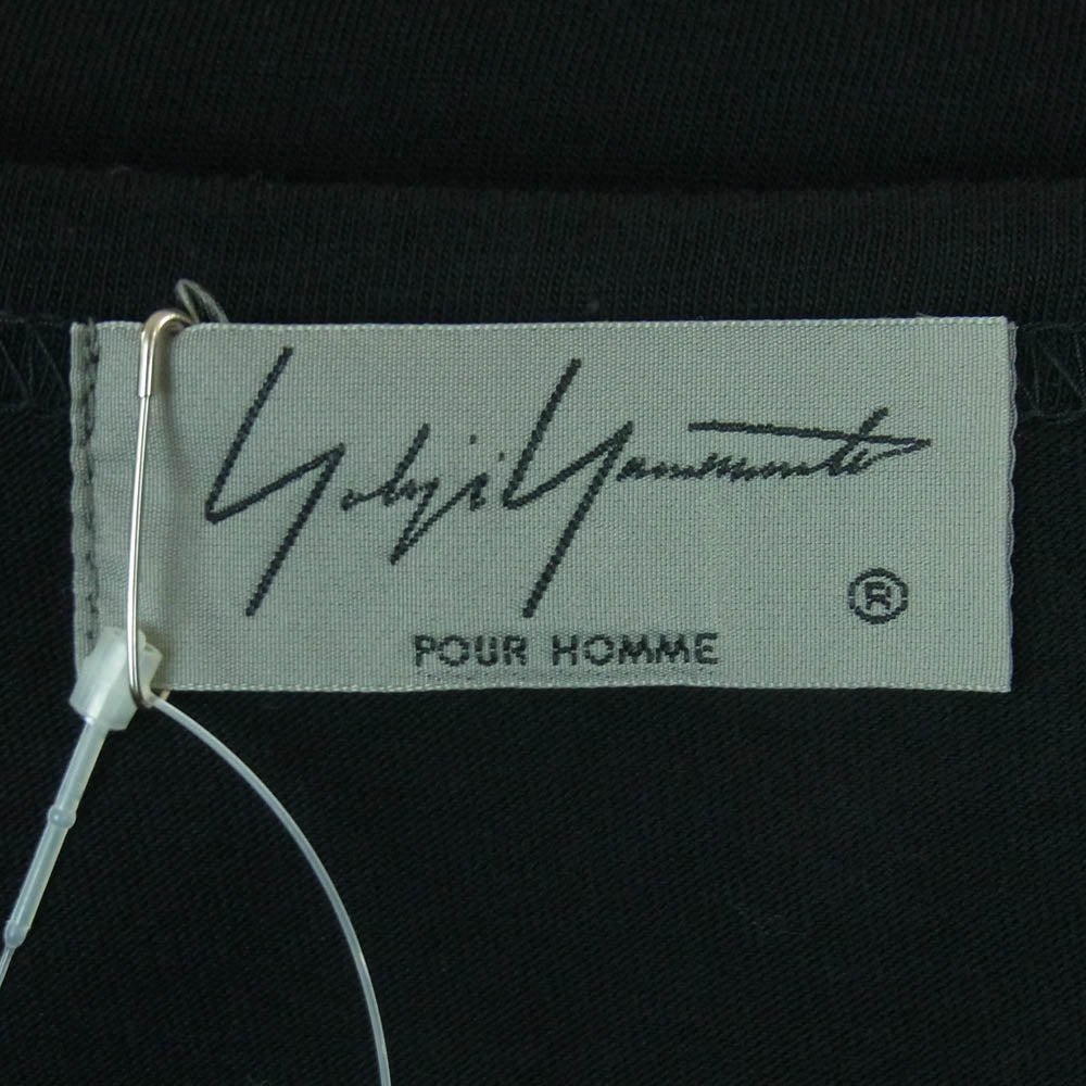 Yohji Yamamoto POUR HOMME ヨウジヤマモトプールオム 19SS HH-T02-077 コットン クルーネック 丸首 半袖 カットソー Tシャツ ブラック系 3【極上美品】【中古】