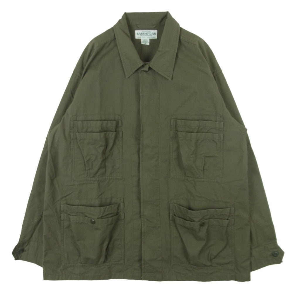ササフラス OVERGROWN FATIGUE JACKET オーバーグローン ファティ―グ ミリタリー ジャケット リップストップ カーキ系 グレイッシュカーキ系 M【中古】