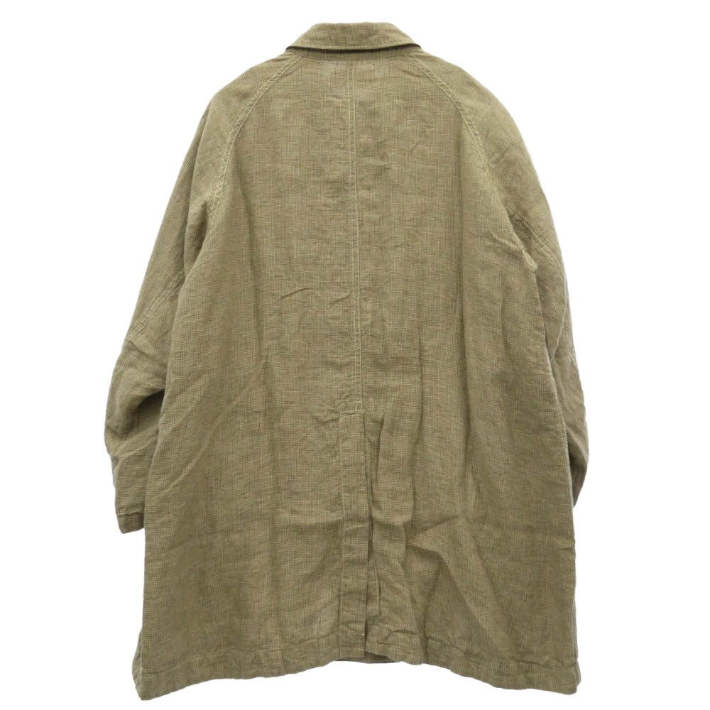 カヴァル リネン ガーゼ チェック ステンカラー コート ベージュ系 M【中古】
