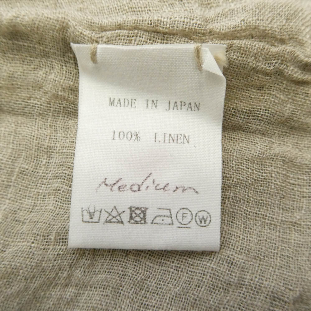 カヴァル リネン ガーゼ チェック ステンカラー コート ベージュ系 M【中古】