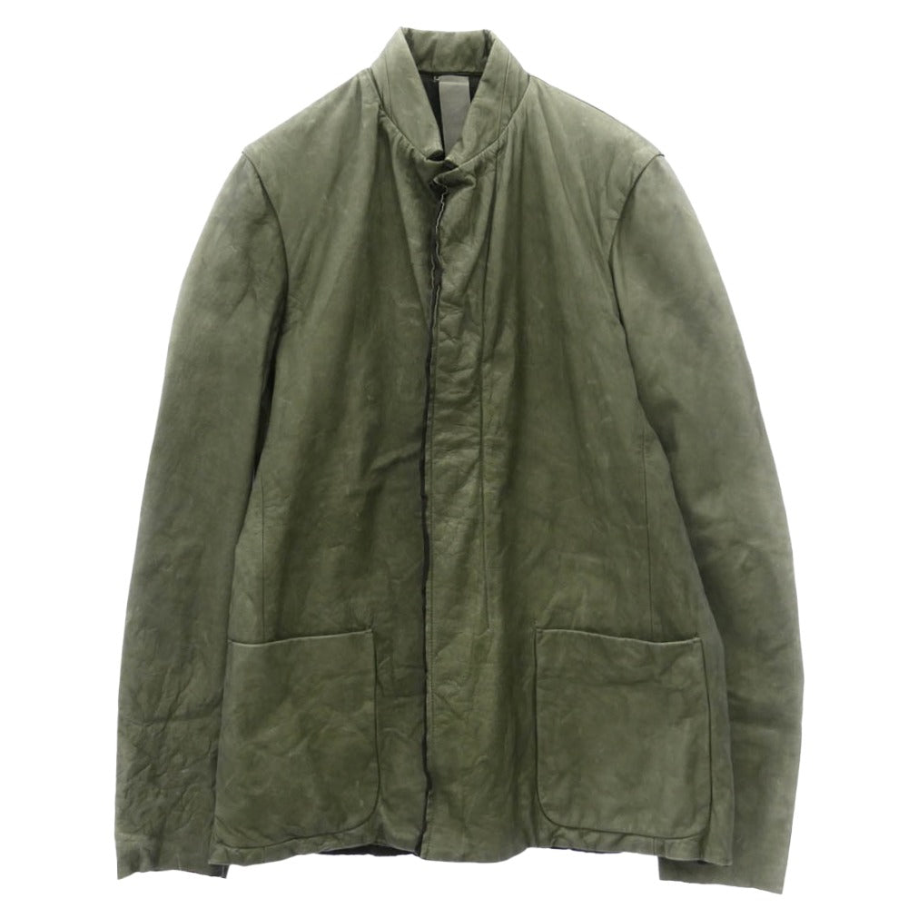 Carpe diem カルペディエム 2003AW LXG07-WC14-8 本人期 アーカイブ ウォッシュド レザー ジャケット 比翼 カーキ系 4【中古】