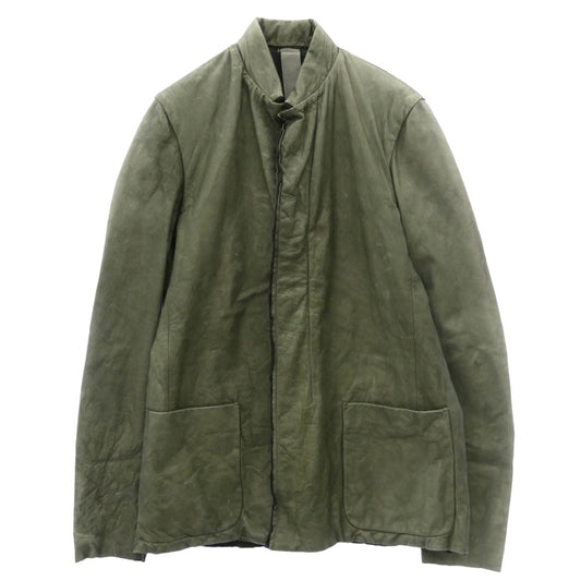 Carpe diem カルペディエム 2003AW LXG07-WC14-8 本人期 アーカイブ ウォッシュド レザー ジャケット 比翼 カーキ系 4【中古】