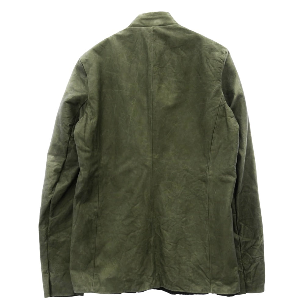 Carpe diem カルペディエム 2003AW LXG07-WC14-8 本人期 アーカイブ ウォッシュド レザー ジャケット 比翼 カーキ系 4【中古】