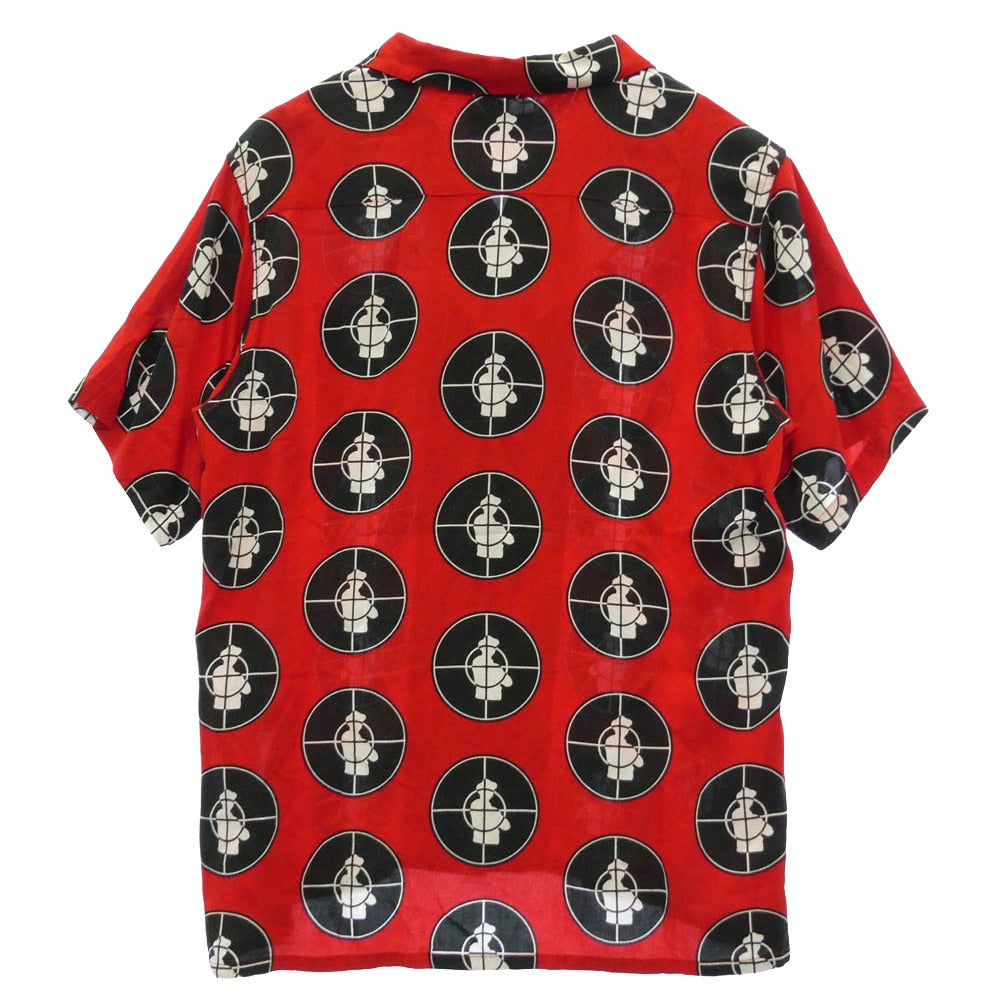 Supreme シュプリーム 18SS × UNDERCOVER Public Enemy Rayon Shirt アンダーカバー パブリック エネミー レーヨン 半袖 開襟 シャツ レッド系 M【中古】