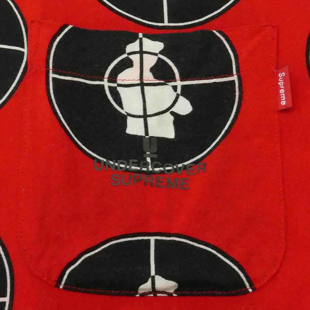 Supreme シュプリーム 18SS × UNDERCOVER Public Enemy Rayon Shirt アンダーカバー パブリック エネミー レーヨン 半袖 開襟 シャツ レッド系 M【中古】