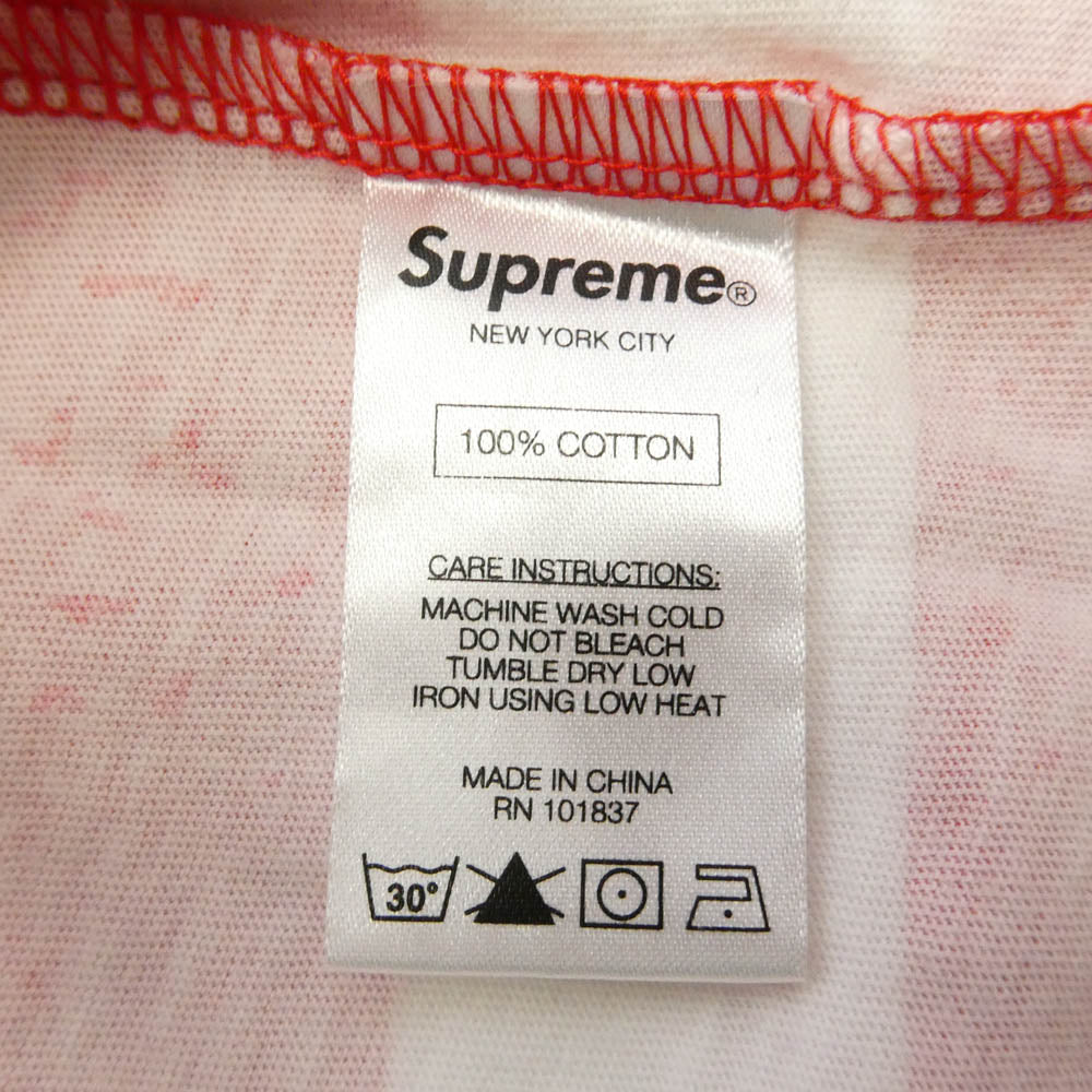 Supreme シュプリーム 14SS PINK PANTHER STRIPE TOP ピンクパンサー ストライプ ボーダー Tシャツ 半袖カットソー ホワイト系 レッド系 L【中古】