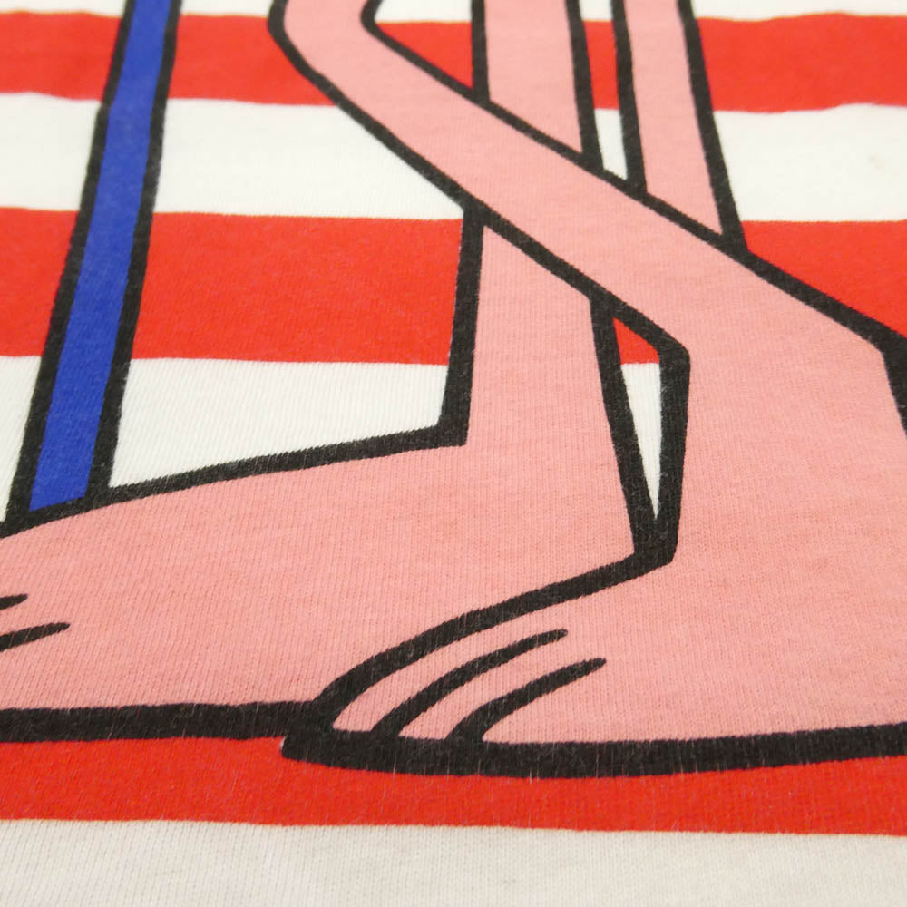 Supreme シュプリーム 14SS PINK PANTHER STRIPE TOP ピンクパンサー ストライプ ボーダー Tシャツ 半袖カットソー ホワイト系 レッド系 L【中古】