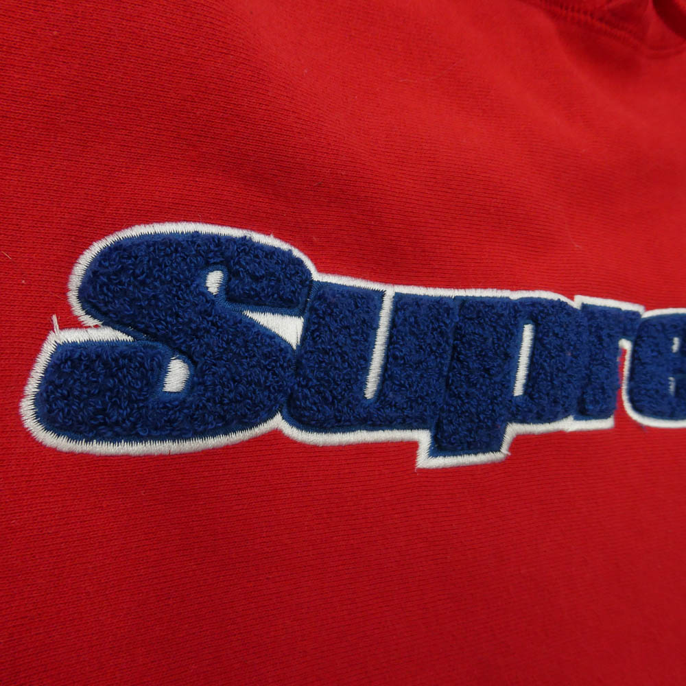 Supreme シュプリーム 19SS Chenille Hooded Sweatshirt シェニール フーデッド スウェットシャツ プルオーバー フーディー パーカー レッド系 M【中古】