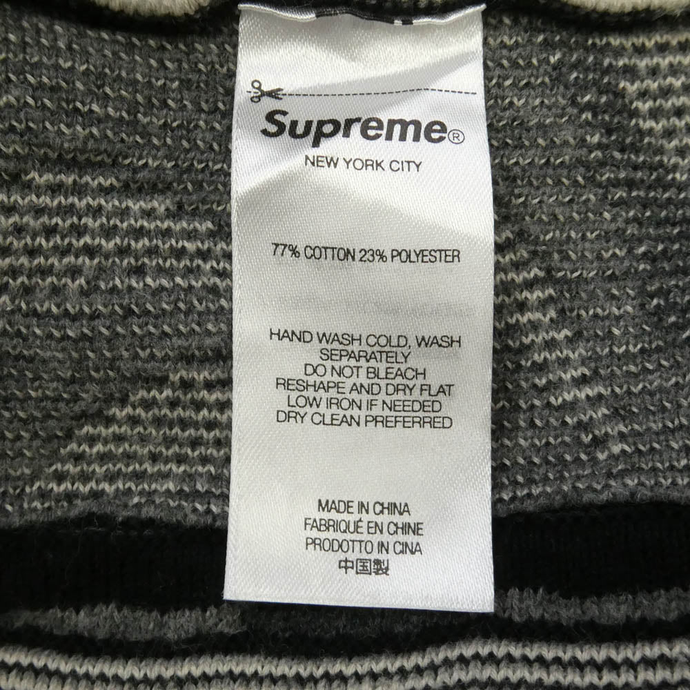Supreme シュプリーム 22SS Abstract Textured Zip Up Polo アブストラクト テクスチャード ジップアップ ニット 半袖 ポロ シャツ ブラック系 L【中古】