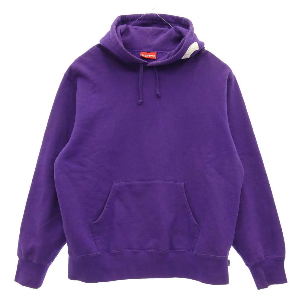 Supreme シュプリーム 21AW Contrast Hooded Sweatshirt フードロゴ刺繍 プルオーバーパーカー フーディ パープル系 M【中古】