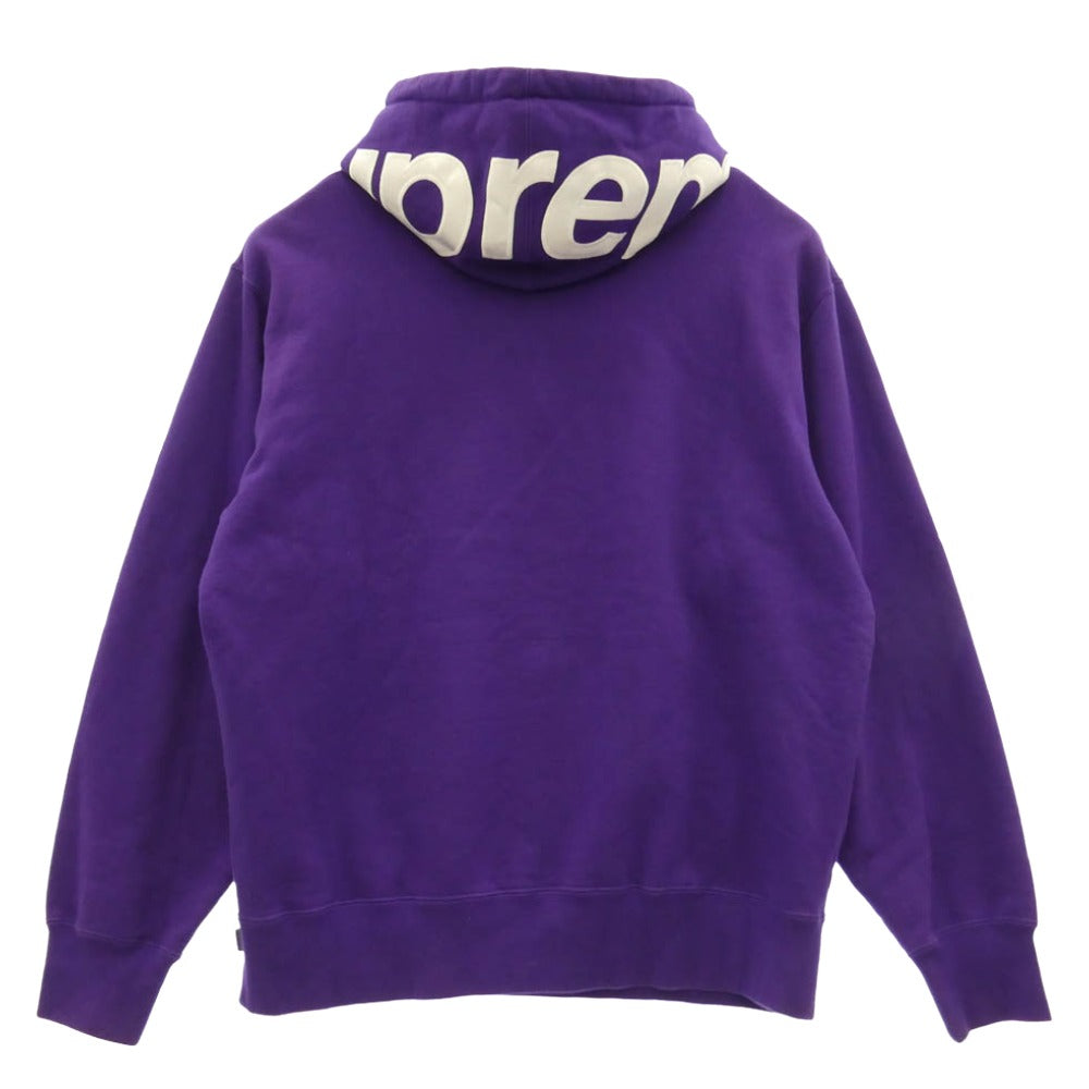 Supreme シュプリーム 21AW Contrast Hooded Sweatshirt フードロゴ刺繍 プルオーバーパーカー フーディ パープル系 M【中古】