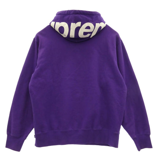 Supreme シュプリーム 21AW Contrast Hooded Sweatshirt フードロゴ刺繍 プルオーバーパーカー フーディ パープル系 M【中古】