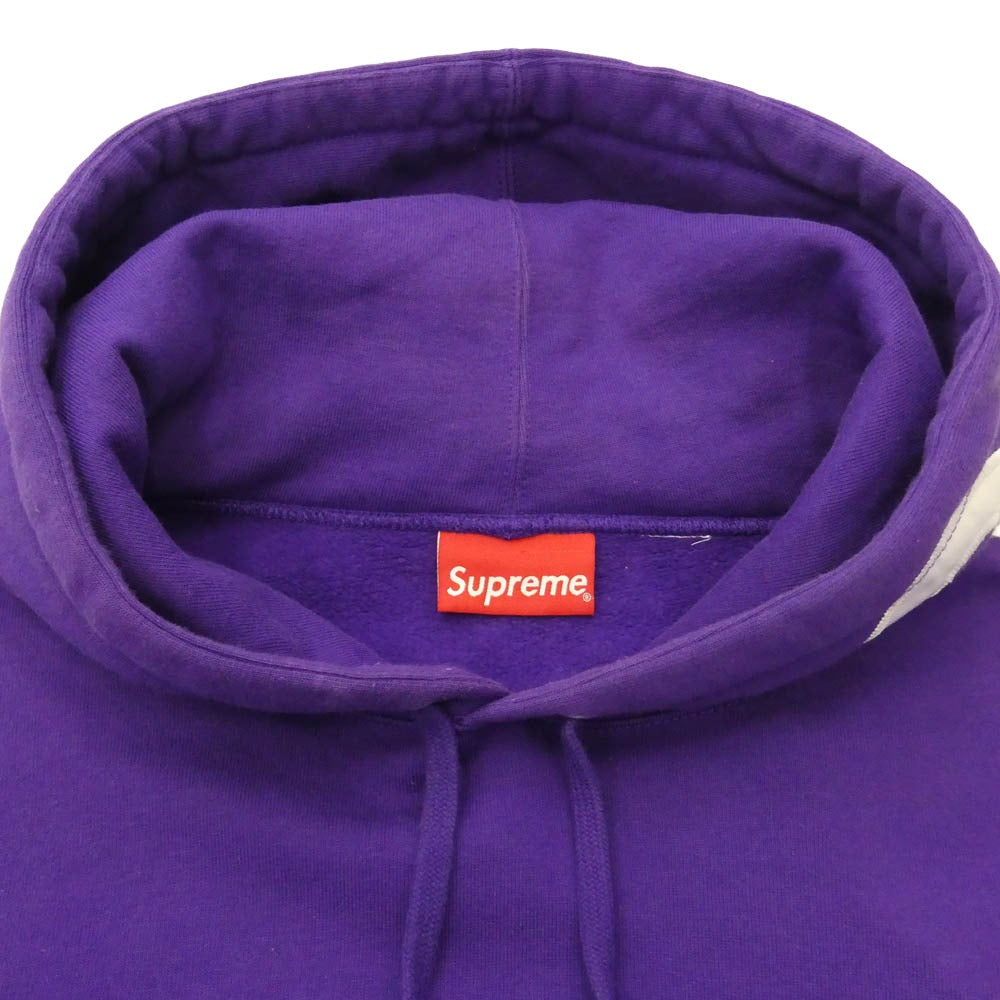 Supreme シュプリーム 21AW Contrast Hooded Sweatshirt フードロゴ刺繍 プルオーバーパーカー フーディ パープル系 M【中古】