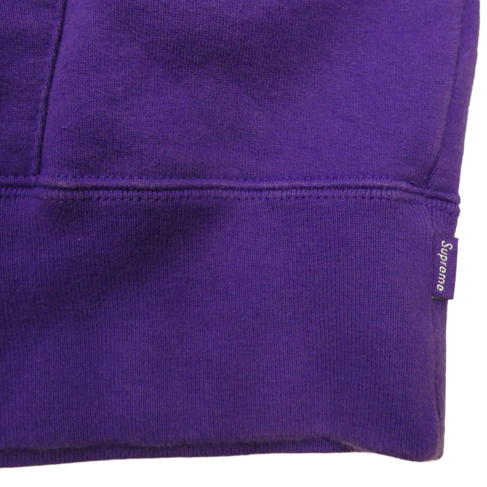 Supreme シュプリーム 21AW Contrast Hooded Sweatshirt フードロゴ刺繍 プルオーバーパーカー フーディ パープル系 M【中古】