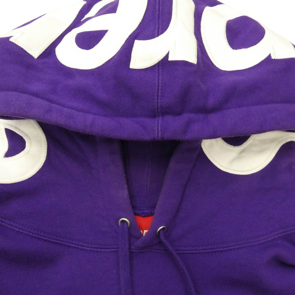 Supreme シュプリーム 21AW Contrast Hooded Sweatshirt フードロゴ刺繍 プルオーバーパーカー フーディ パープル系 M【中古】