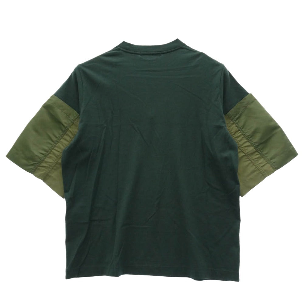 TOGA トーガ TV251-JK330 Cotton jersey S/S コットン ジャージ 異素材 切り替え 半袖 Ｔシャツ グリーン系 46【中古】
