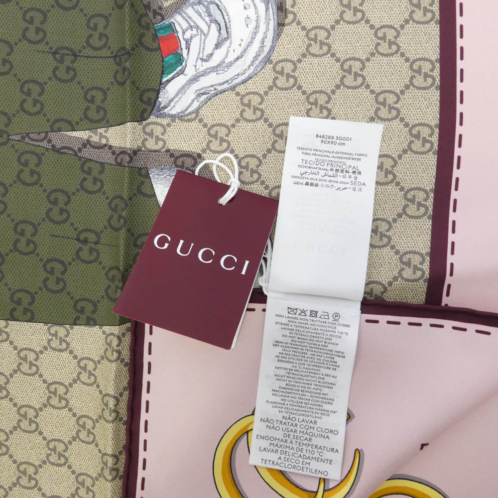 GUCCI グッチ 848288 3G001 6172 × Yuko Higuchi Printed Silk Scarf Japan Exclusive ヒグチユウコ プリント 日本限定 シルク スカーフ マルチカラー系【新古品】【未使用】【中古】