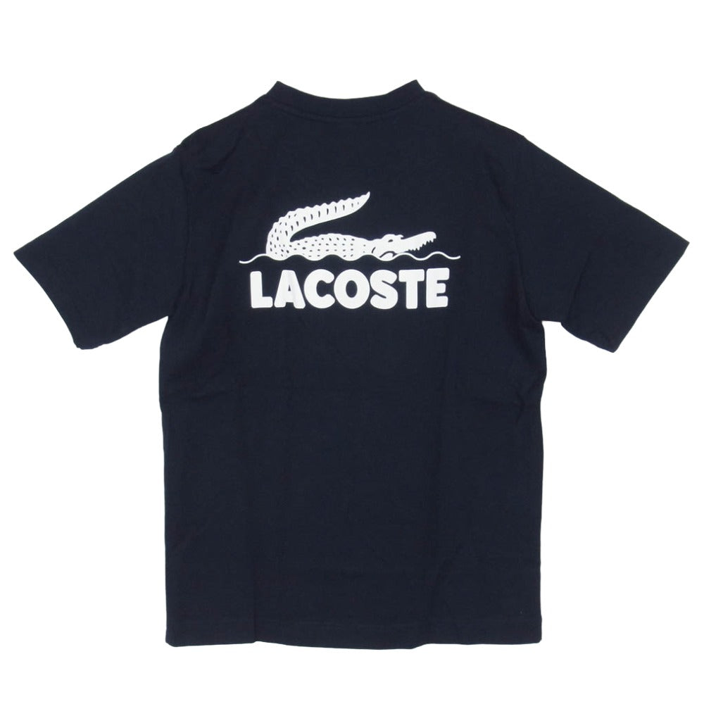LACOSTE ラコステ BEAMS ビームス TH532LJ-99 × BEAMS ビームス 別注 バックプリント 刺繍 ロゴ 半袖 Ｔシャツ カットソー ネイビー系 2【極上美品】【中古】