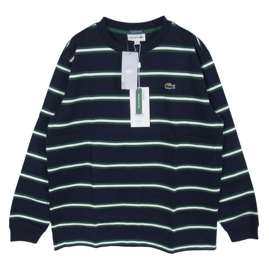 LACOSTE ラコステ BEAMS ビームス TH733LJ-99 × BEAMS ビームス 別注 ロゴ ボーダー クルーネック 長袖 Tシャツ カットソー 166-MARINE 2【新古品】【未使用】【中古】