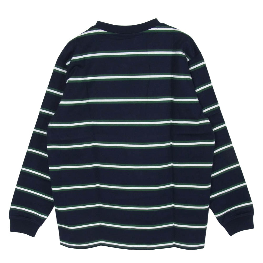 LACOSTE ラコステ BEAMS ビームス TH733LJ-99 × BEAMS ビームス 別注 ロゴ ボーダー クルーネック 長袖 Tシャツ カットソー 166-MARINE 2【新古品】【未使用】【中古】