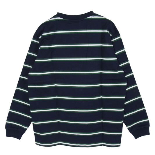 LACOSTE ラコステ BEAMS ビームス TH733LJ-99 × BEAMS ビームス 別注 ロゴ ボーダー クルーネック 長袖 Tシャツ カットソー 166-MARINE 2【新古品】【未使用】【中古】