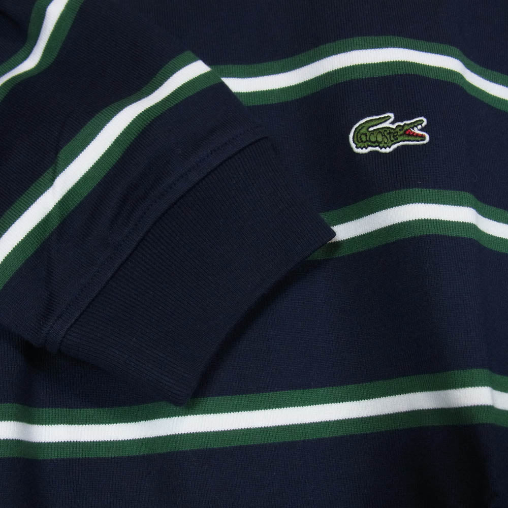 LACOSTE ラコステ BEAMS ビームス TH733LJ-99 × BEAMS ビームス 別注 ロゴ ボーダー クルーネック 長袖 Tシャツ カットソー 166-MARINE 2【新古品】【未使用】【中古】