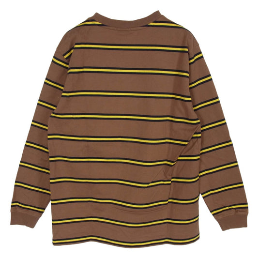 LACOSTE ラコステ BEAMS ビームス TH733LJ-99 × BEAMS ビームス 別注 ロゴ ボーダー クルーネック 長袖 Tシャツ カットソー LFA PECAN 2【中古】